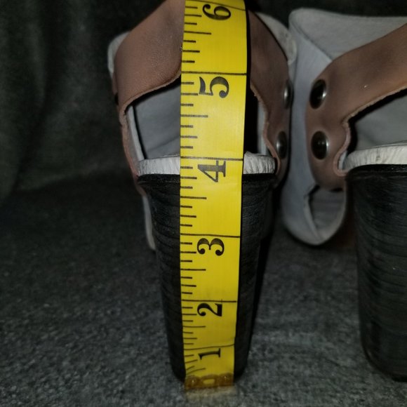 Free People, 'Picture This' Leather Peep Toe Heels, Dove Gray/Tan, Size 36 BNIB - Picture 6 of 10